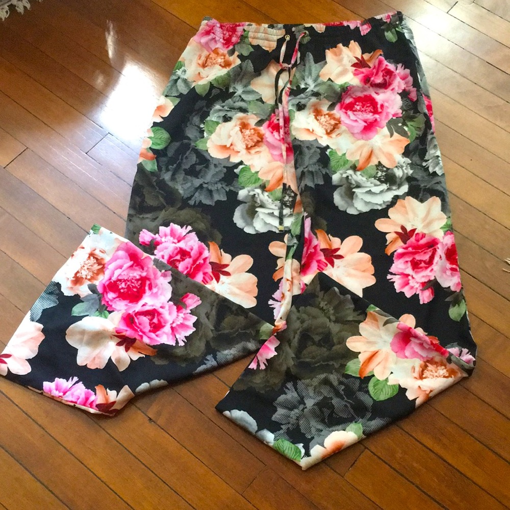 Calvin Klein Wide Flowy Leg Floral Palazzo Pants Size M